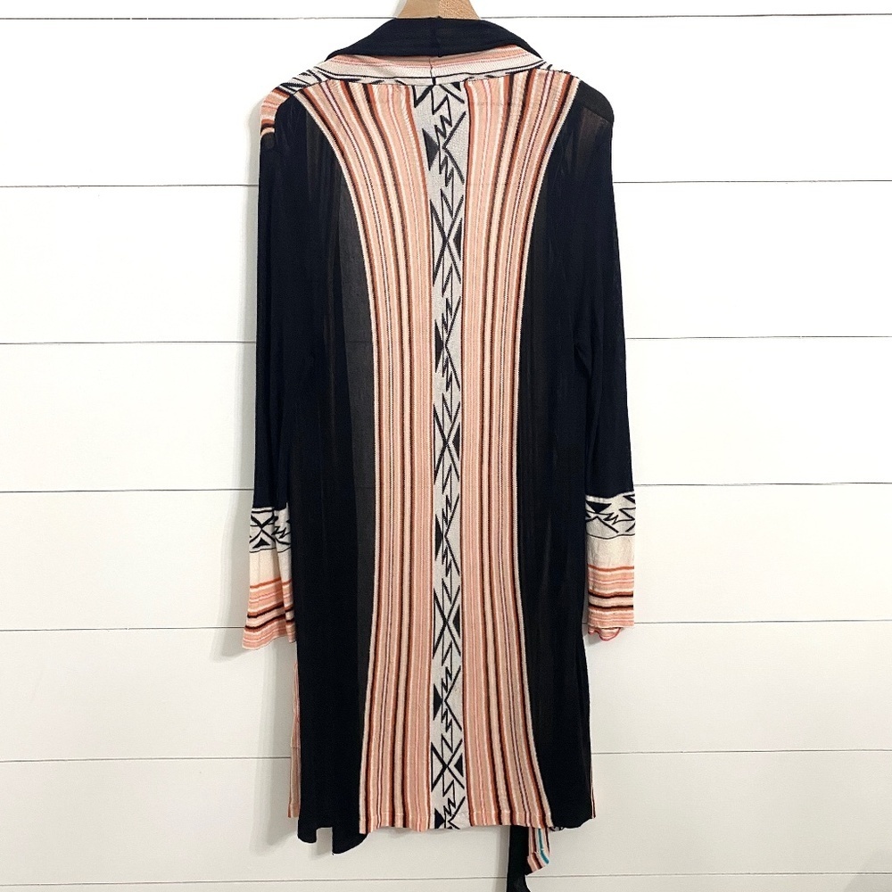 Cynthia Vincent Boho Southwest Print Long Open Cardigan Duster, Size Large